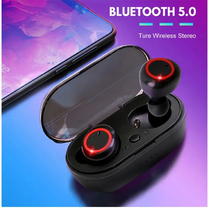 Y50 TWS 5.0 Bluetooth Earphone Wireless Stereo In-Ear Earbuds Handsfree Mic Headset Mini 450mAh Gaming Earphone For IOS Android price in Pakistan