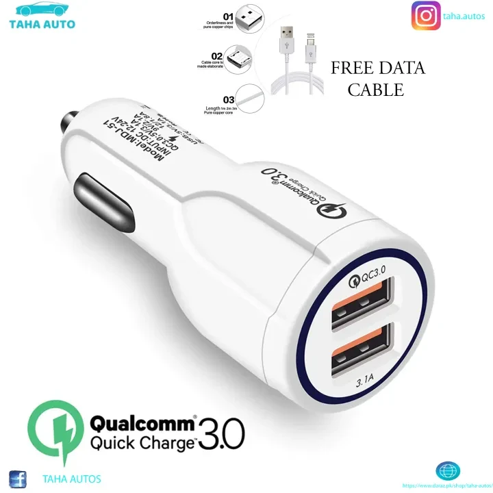 Intelligent Fast Car Mobile Charger Adapter QC 3.0 Multi USB Charging 3.1A – Promotional Price price in Pakistan