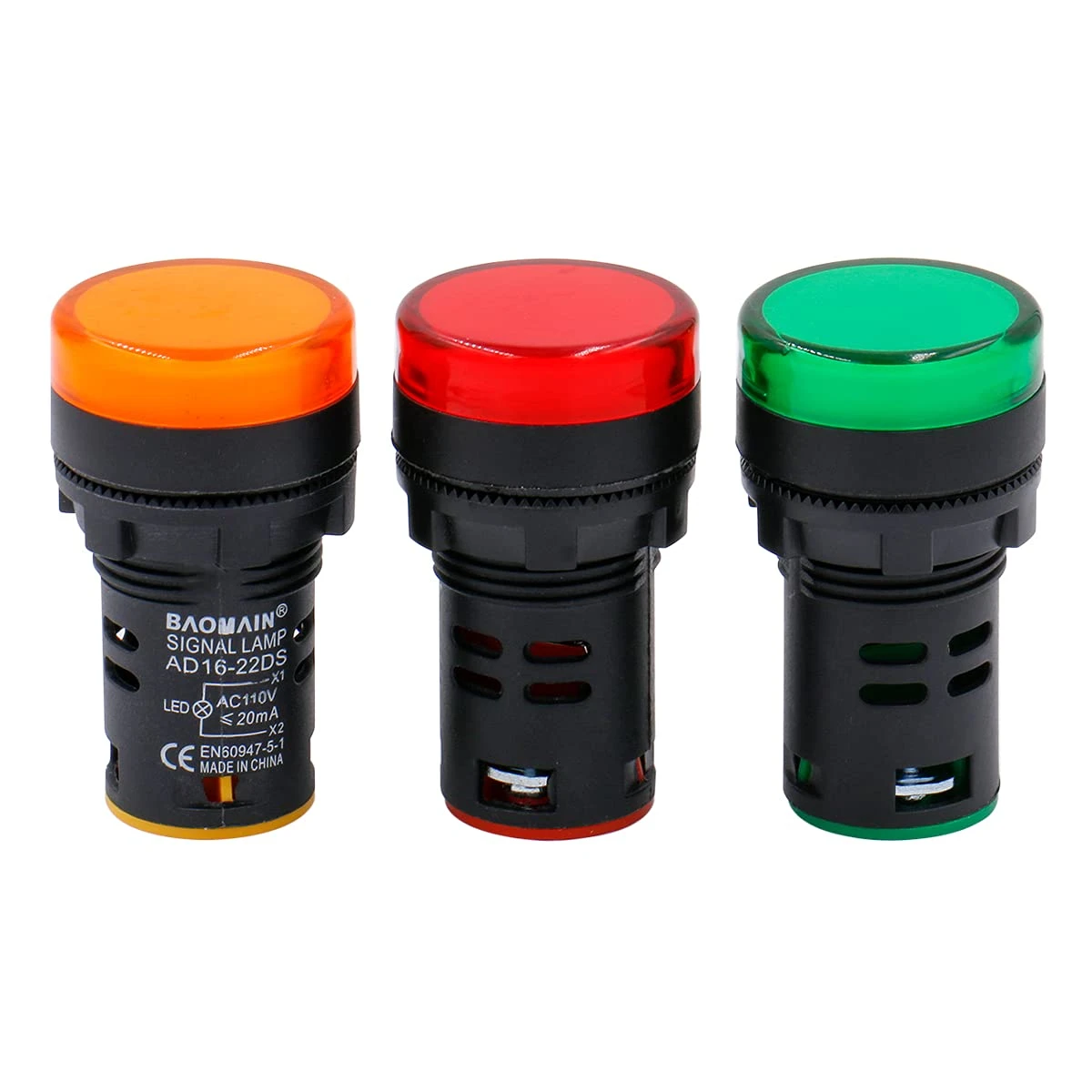 Pack of 3 Yellow Green Red 22mm LED Pilot Panel Indicator Light Panel Box Light AC 220V price in Pakistan