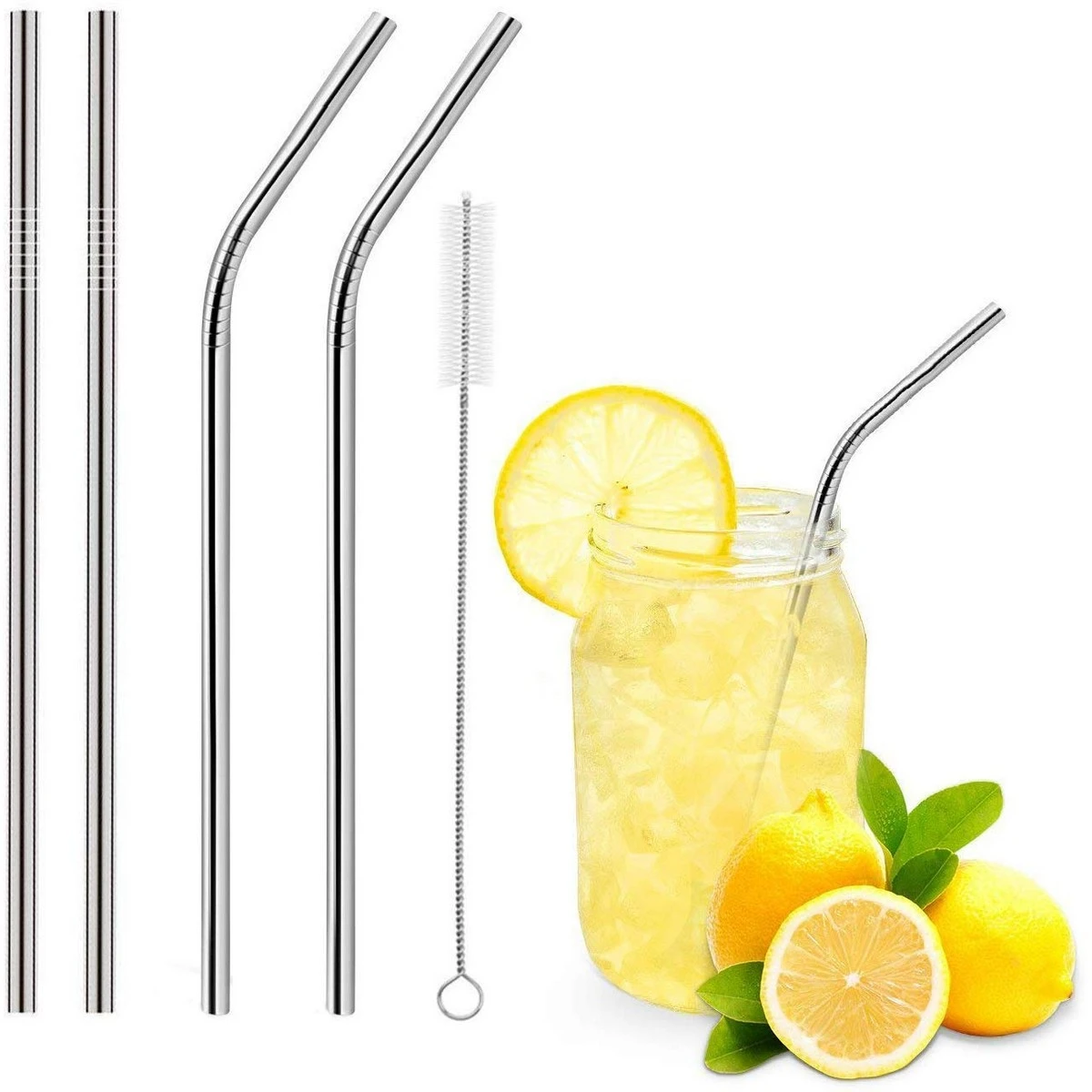 Stainless Steel Metal Drinking Straw Reusable Straws Reusable 3Pcs METAL STRAWS Set with Cleaner Stainless Steel Drinking Straw price in Pakistan