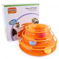 Cat Toy Tower Cat Tracks Toy , Ball 4 Layer Spinning Balls Cat Play Exercise in multi color price in Pakistan