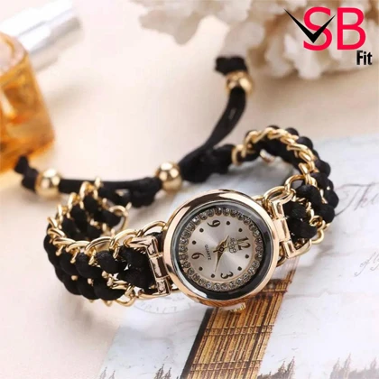 Luxury Diamond Bracelet Watch For Women  Gold Quartz Gift Wrist Watches For Women  Stylish Bracelets Rope Watches For Girls price in Pakistan