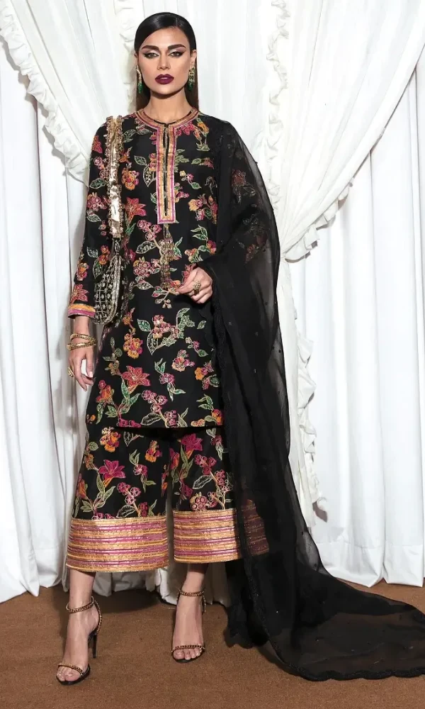 HussainRehar – 3PC Lawn Embroidered Shirt With Embroidered Organza Dupatta price in Pakistan