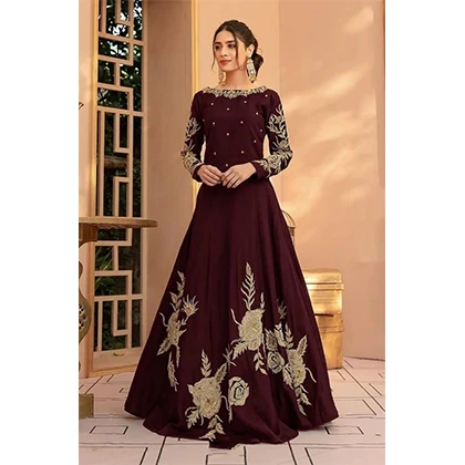 2PC Kataan Silk Heavy Embroidered Frock With Kataan Silk Trouser – BFFC569 (B) price in Pakistan