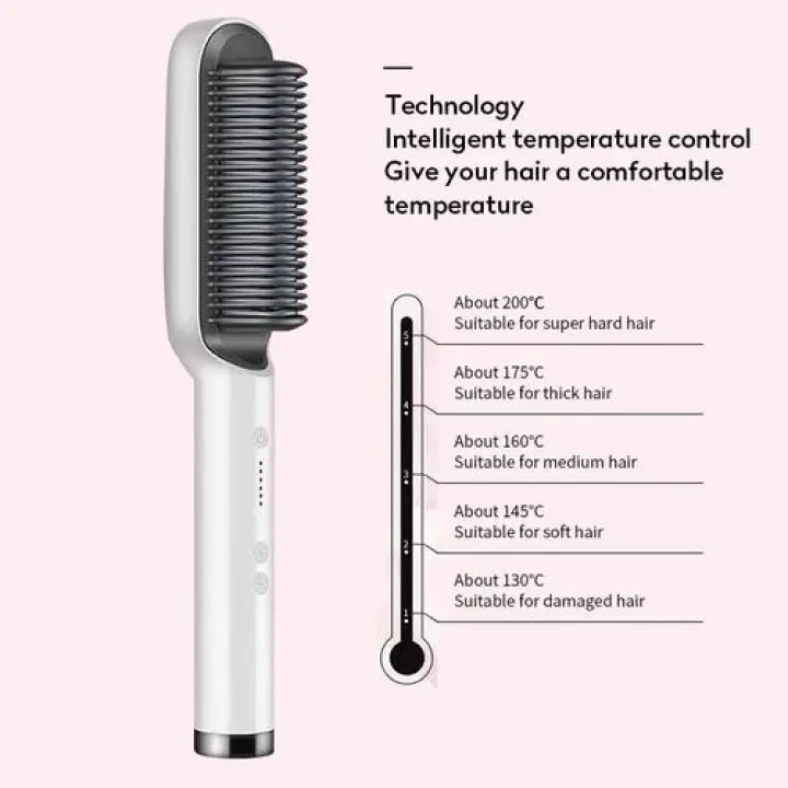 Girls Hair Straightener Brush – Comb Style Hair Styling Brush with Adjustable Temperature (130°C to 200°C) price in Pakistan