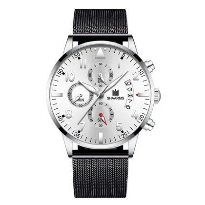 Fashion Korean Men’s Watch Three Eyes Fashion Calendar Belt Quartz Watch Men’s price in Pakistan
