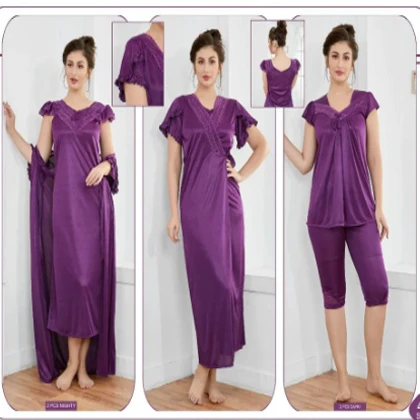 Tee Dot 4-pieces Bridal Nightwear For Girls & Women – Purple price in Pakistan