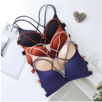 Front buckle Closure Wire Free Women Bra Padded Bralette Gathe price in Pakistan