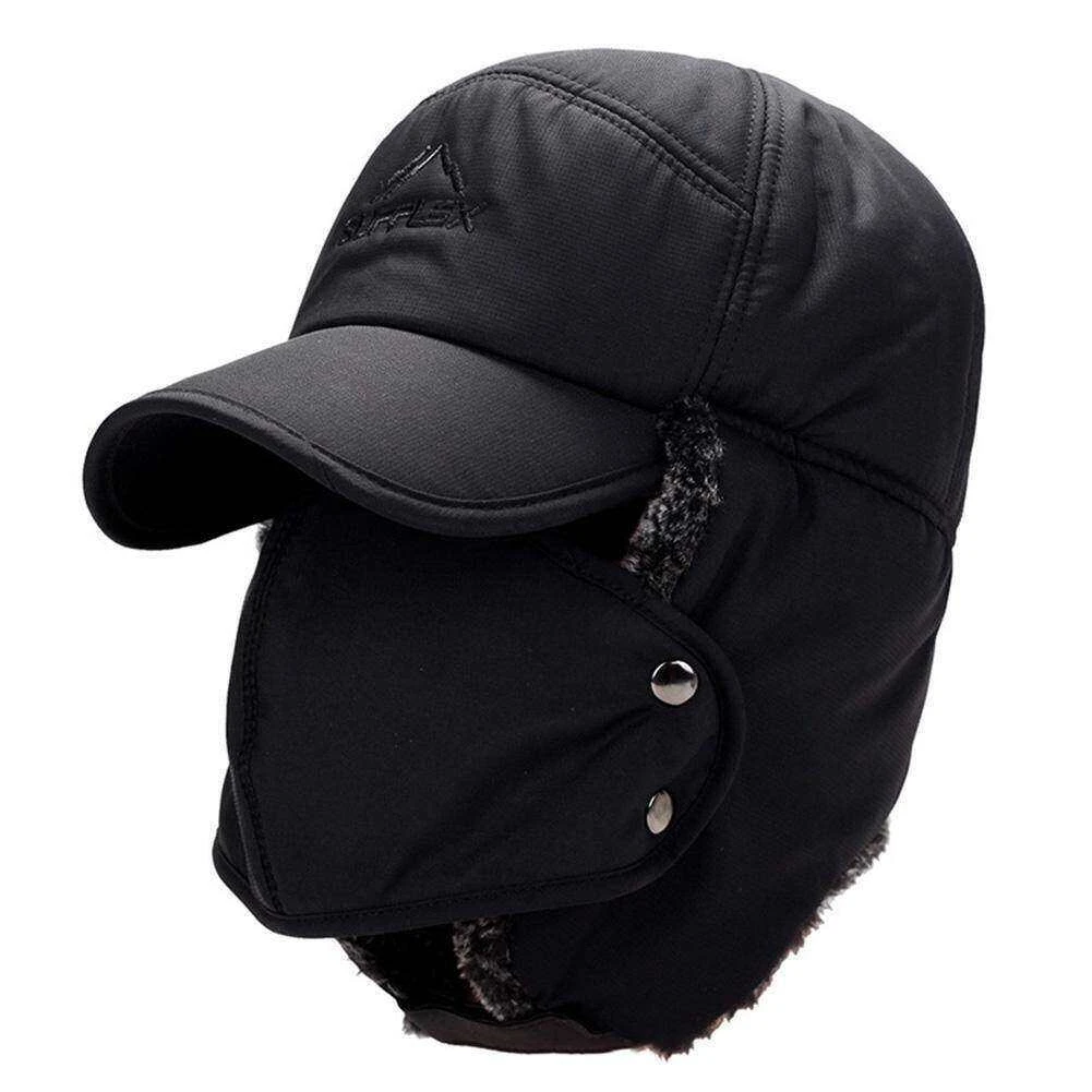 Men Winter Warm Ushanka Hat Fleeced Thick Cap with Earflaps and Mask Windproof Outdoor Cycling Hat price in Pakistan