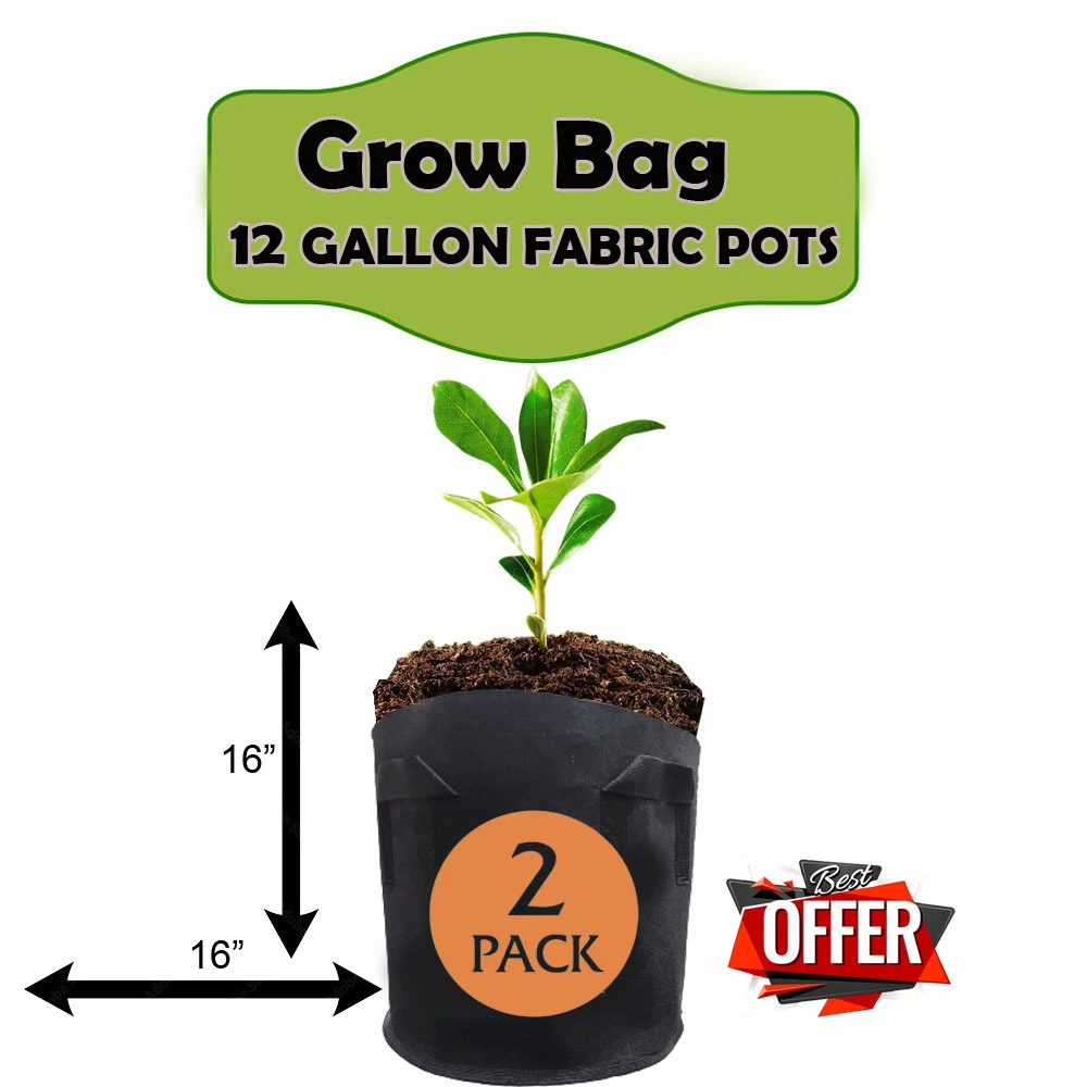 Pack Of 2 Grow Bag I 12 Gallon Fabric grow bag 16X16 I Plant Bag I for Kitchen Gardening (OtZ9) price in Pakistan