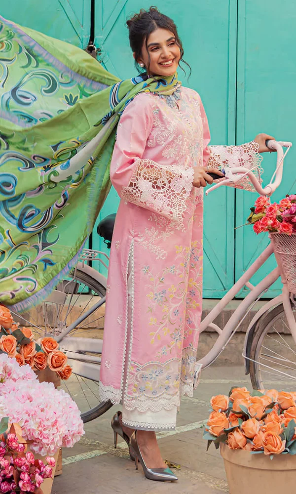 Mushq – 3PC Lawn Heavy Embroidered Silk Dupatta price in Pakistan