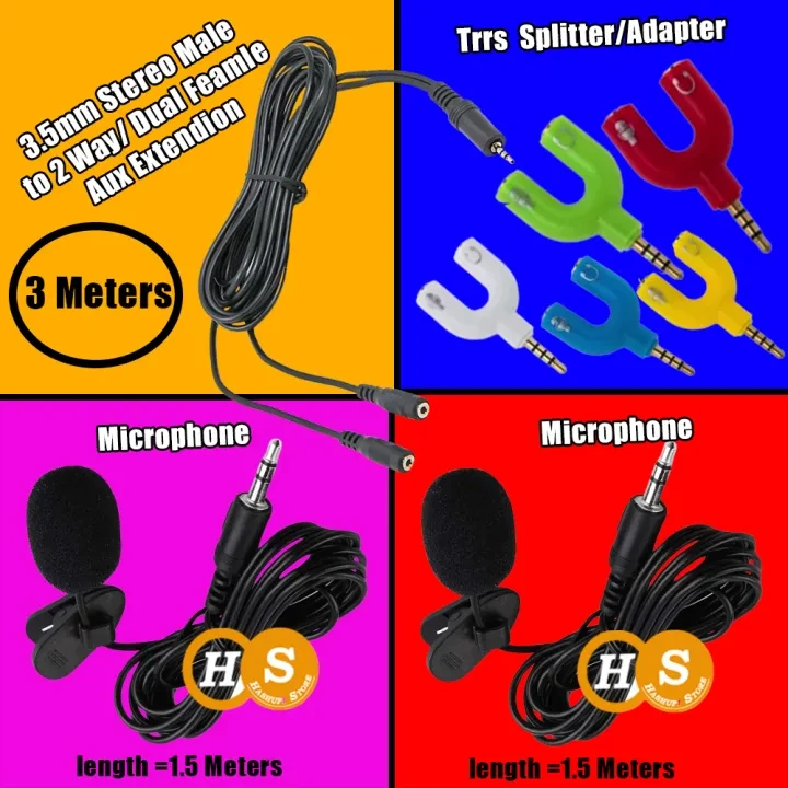 Dual 3.5mm Clip Microphone Voice Recording, Yotube,Tiktok,Talk Shows & Interview Recording Universal Collar Mic price in Pakistan