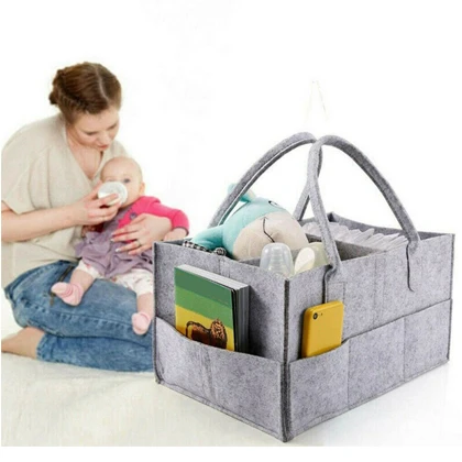 Baby DiapeBaby Diaper Caddy Organizer, Foldable Felt Storage Bag with Multi Pockets and Flexible Compartmentsr Caddy Organizer, Foldable Felt Storage Bag with Multi Pockets and Flexible Compartments price in Pakistan