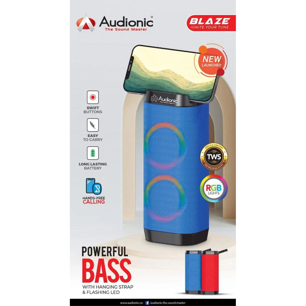 Audionic Blaze  Tws  RGB lights  Powerful Bass  ONE YEAR OFFCIAL AUDIONIC WAREEANTY price in Pakistan