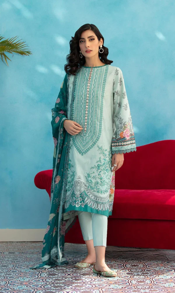 Sapphire – 3PC Marina Neckline Embroidered Shirt With Marina Printed Duppata price in Pakistan