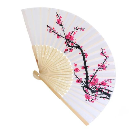 Flower Plum Blossom Folding Hand Fan Wedding Bridal Party Dance Decor price in Pakistan