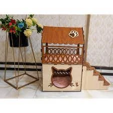 Cat house-Cat houses- Brown-pine model price in Pakistan