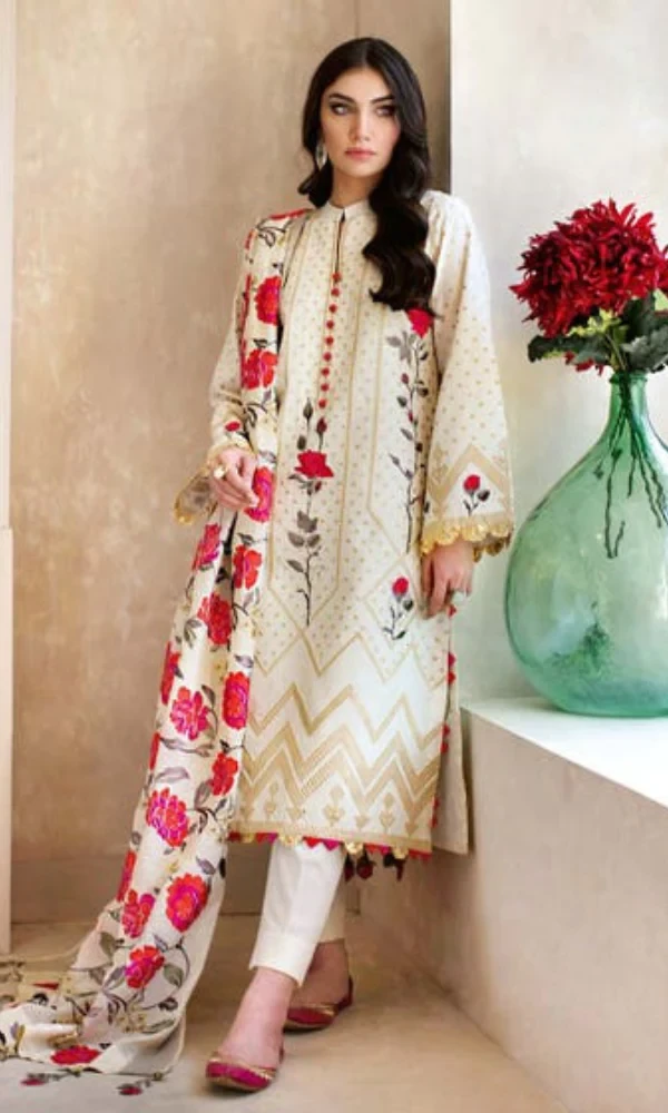 Gul Ahmed-3PC Front Embroidered Shirt With Embroidered Dupatta price in Pakistan