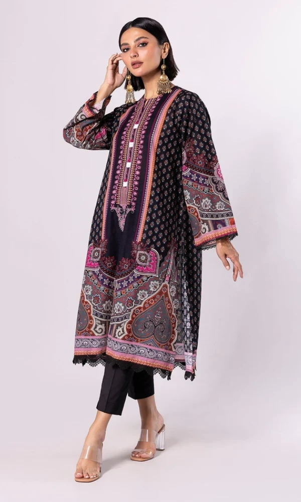 Sapphire – 2PC Lawn Embroidered Printed Shirt With Dyed Trouser price in Pakistan