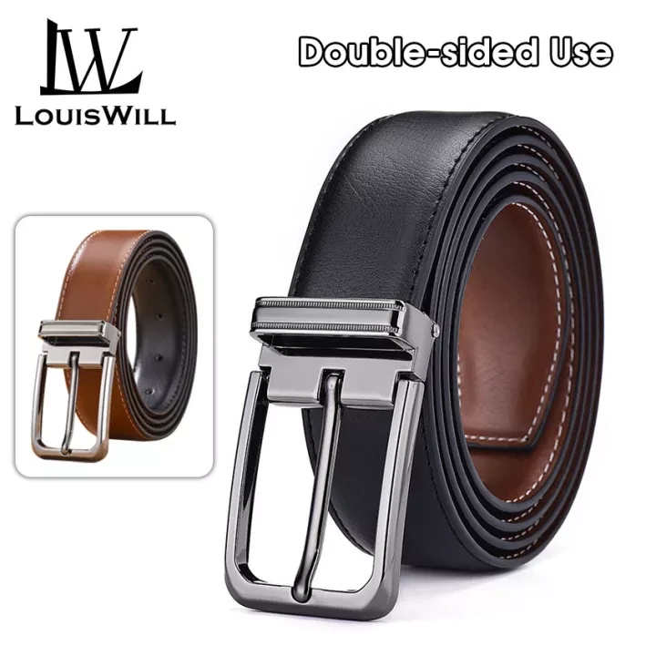 LouisWill Men’s Belt Men Fashion Belt Double-sided Belt Genuine Leather Belts price in Pakistan