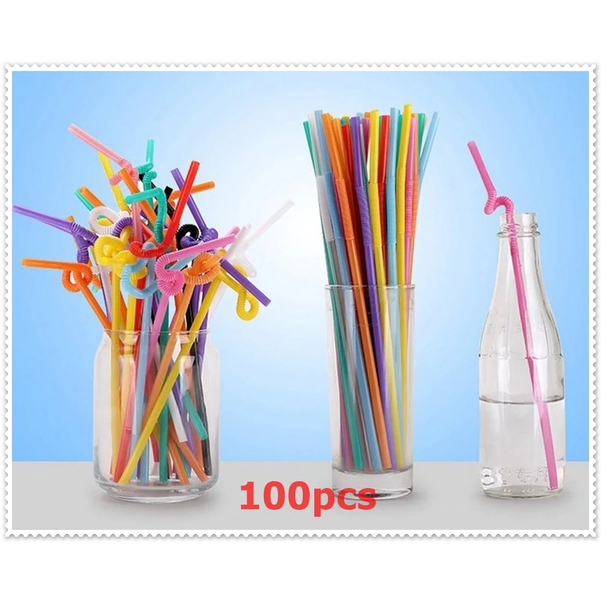 Flexible Disposable Extra Drinking Straws – Multi Colours-(Pack Of 100 ) price in Pakistan