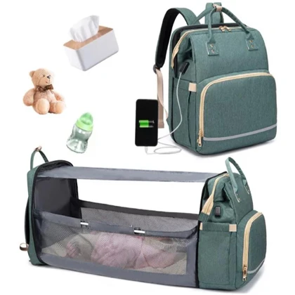 New Fashion 2in1 Multifunctional Travel Mommy Backpack Portable Crib Nappy Bag Large Capacity Diaper Bags Baby Bed Crib Bag price in Pakistan