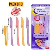 Pack Of 3- Feather Flamingo Facial Razor for Face, Eyebrows & Body shaving | 3-Piece Facial Touch-up Razor | Flamingo Facial Razors for Face, Eyebrows & Body Hair Removal | Facial Razors for Body, Face, Eyebrows Hair Removal price in Pakistan