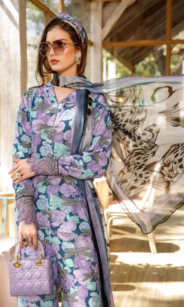 MARIA.B – 3PC Lawn Printed Shirt With Lawn Printed Dupatta price in Pakistan