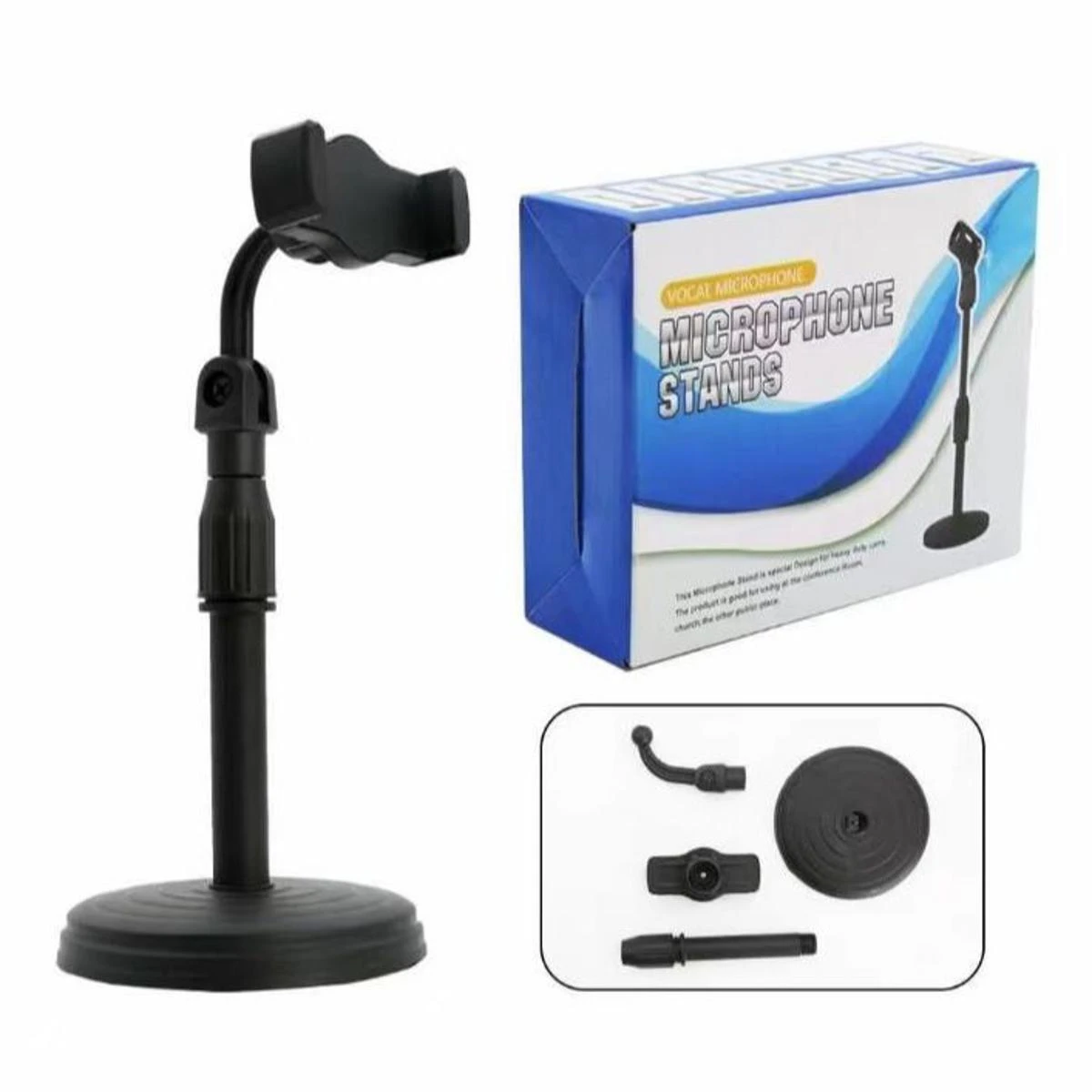 VOCAL Microphone Mobile Stand Adjustable Desktop Microphone Stand Mic Clip Holder price in Pakistan