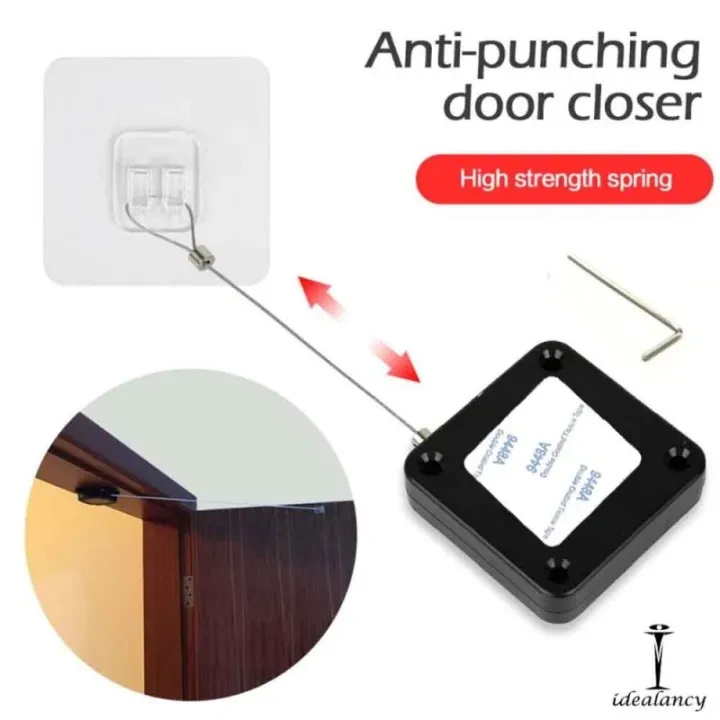 Convenient Auto Door Closer: Portable Stainless Steel with Punch-Free Sensor and Drawstring – Multifunctional Use for Easy Installation price in Pakistan