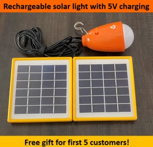 Rechargeable solar light with hanging hook and direct mobile charging port price in Pakistan
