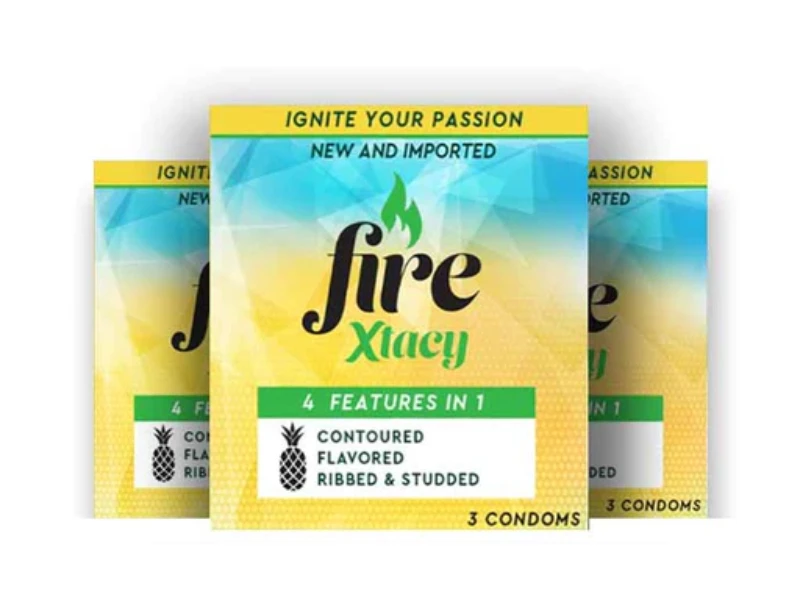 Xtacy Fire Dotted Ribbed Flavoured Condom – 18 Pieces price in Pakistan