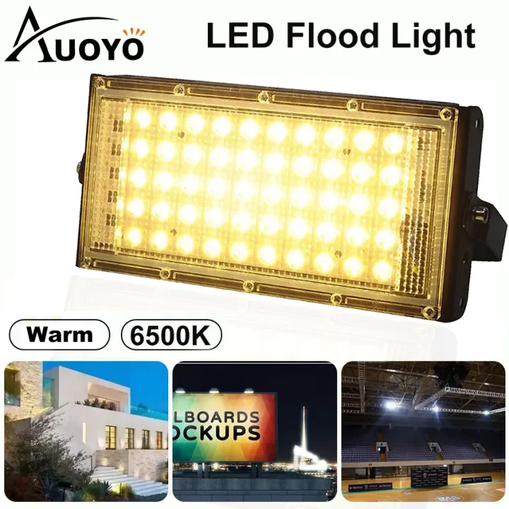 50W LED Flood Lights Outdoor Waterproof AC 220V Warm Floodlight Security Wall Lamp Light Warm for Garden Street price in Pakistan