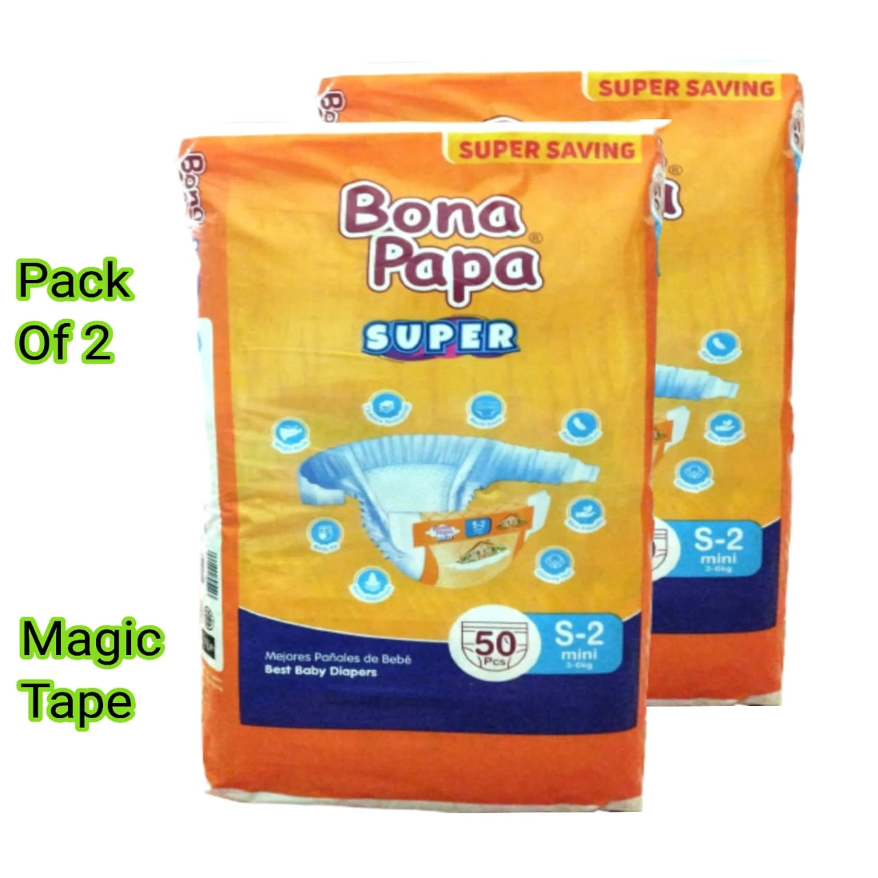 Bonapapa Super Baby Diaper Small Size – Pack of 2 – 50pcs each price in Pakistan