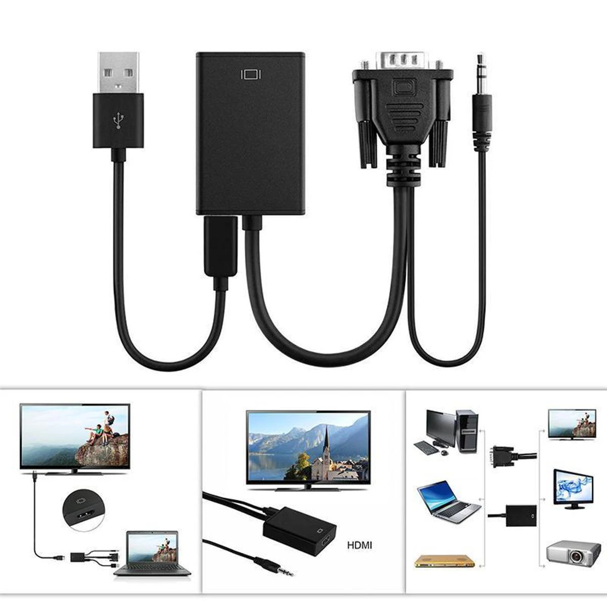 Redcolourful VGA Male To HDMI Output 1080P HD+ Audio TV AV HDTV Video Cable Converter Adapter price in Pakistan
