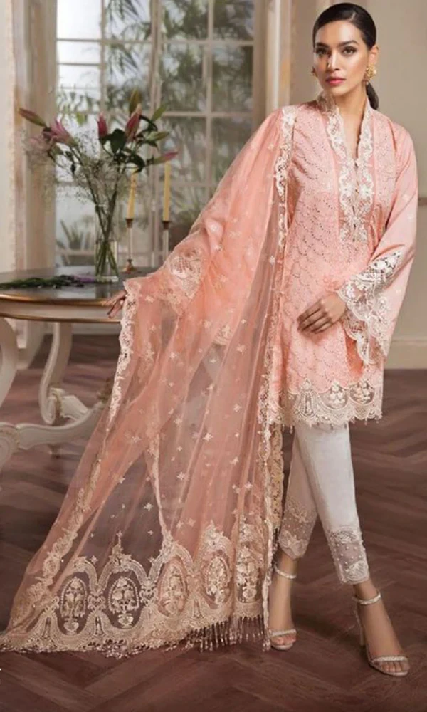 Anaya Chikankari-3PC Embroidered Shirt With (D) price in Pakistan