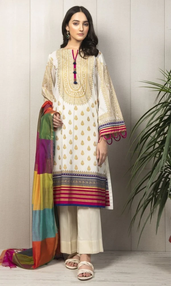 Limelight – 3PC Lawn Heavy Embroidered Shirt With Printed Organza Dupatta price in Pakistan