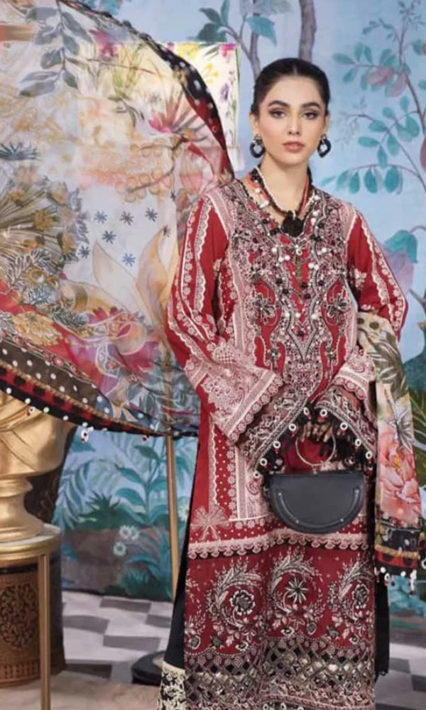 ANAYA – 3PC Lawn Embroidered Printed Shirt with Printed Chiffon Dupatta price in Pakistan