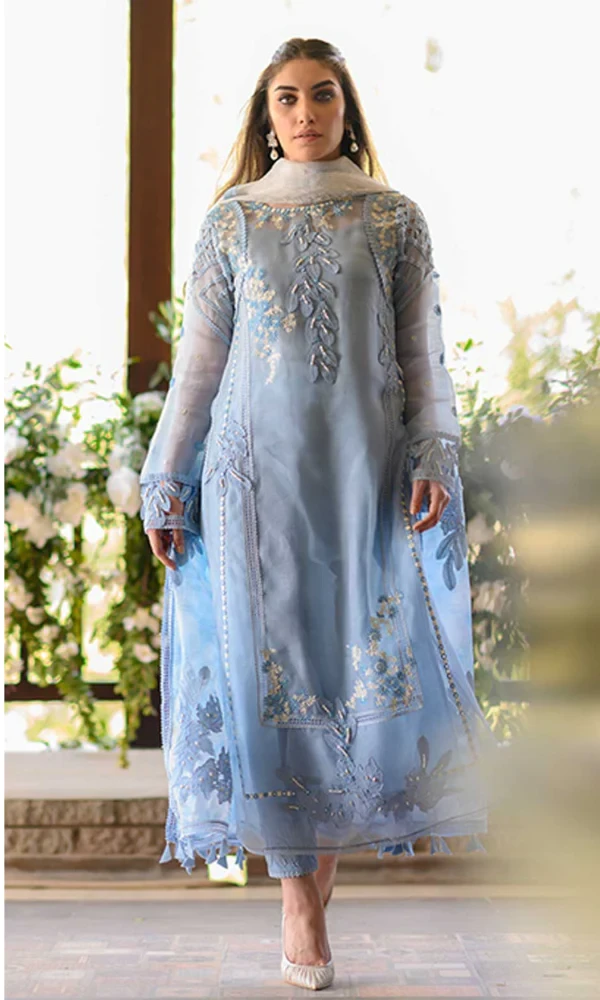 Nadia Farooqi – 3PC Organza Heavy Embroidered Shirt & Organza Embroidered Dupatta price in Pakistan