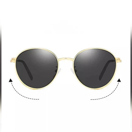 Top quality oval style sunglasses for men and women golden frame black lens price in Pakistan