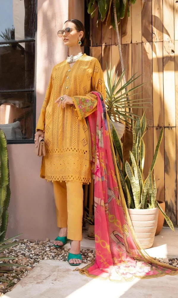 Maria.B – 3PC Chicken Kari Embroidered Lawn Suit price in Pakistan