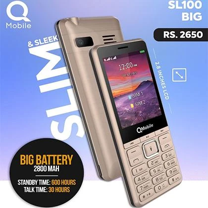 Qmobile SL100 Big 2.8inch Display, Camera, Torch, Big Speaker, FM Radio, 2800mAH Battery price in Pakistan
