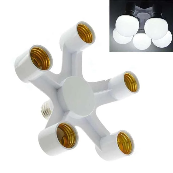 5 in 1 E27 Heads Lamp Bulb Holder Light Base LED Converter Adapter Socket Splitter price in Pakistan