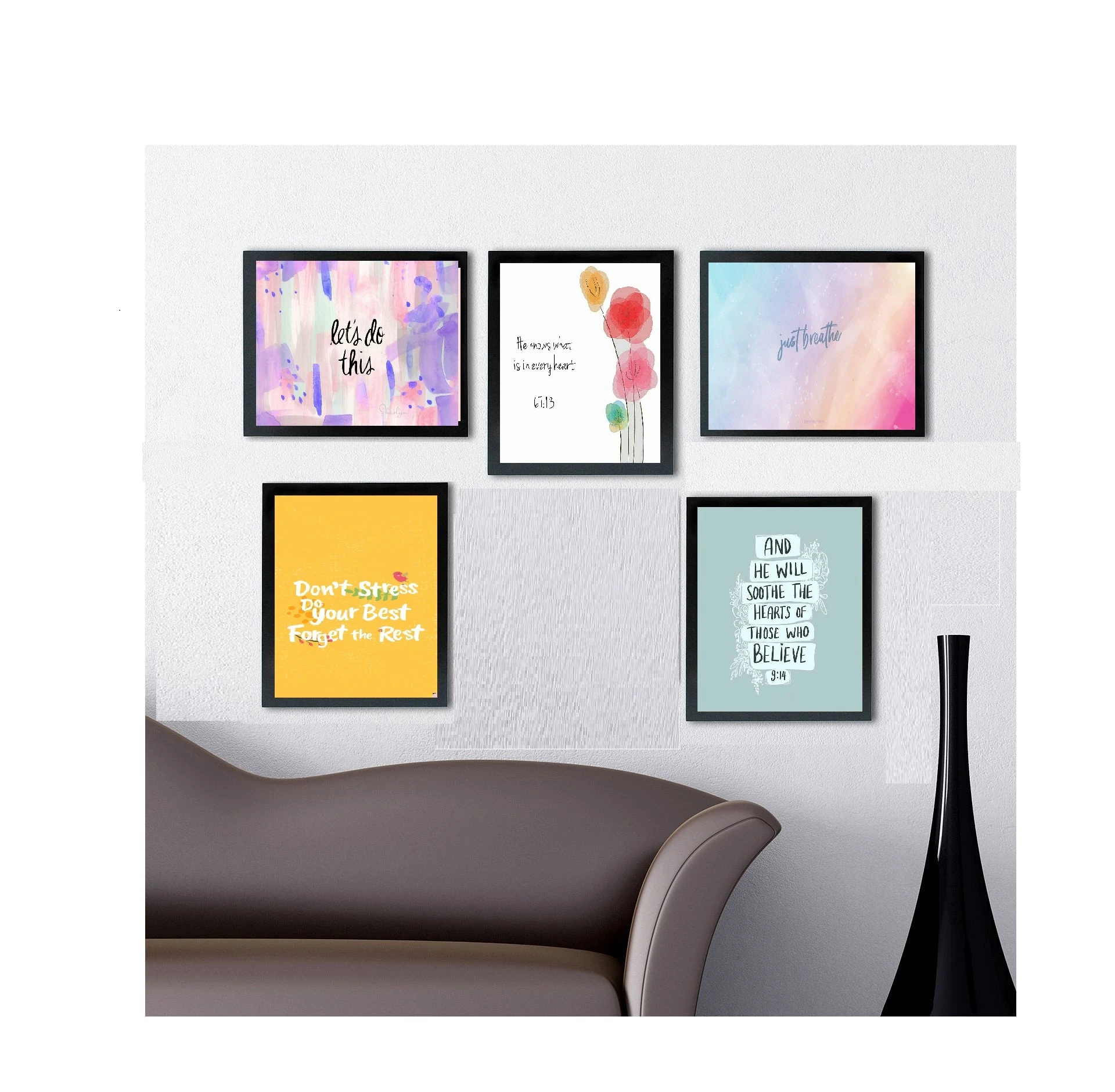 5 PCS Modern Minimalistic Motivational Quotes Frames 5×7 H price in Pakistan