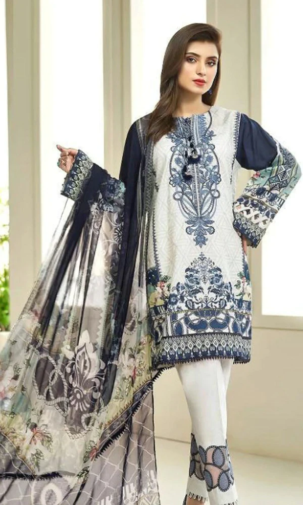 Farasha- 3PC Lawn Embroidered Printed Shirt With Printed price in Pakistan