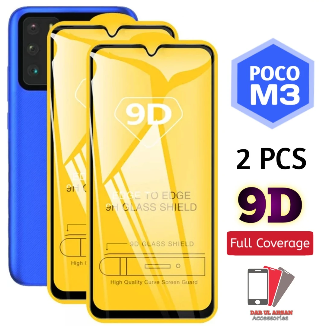 Pack of 2 – Xiaomi POCO M3 – 100% Original Full coverage – Edge to Edge – Tempered Glass screen Protector price in Pakistan