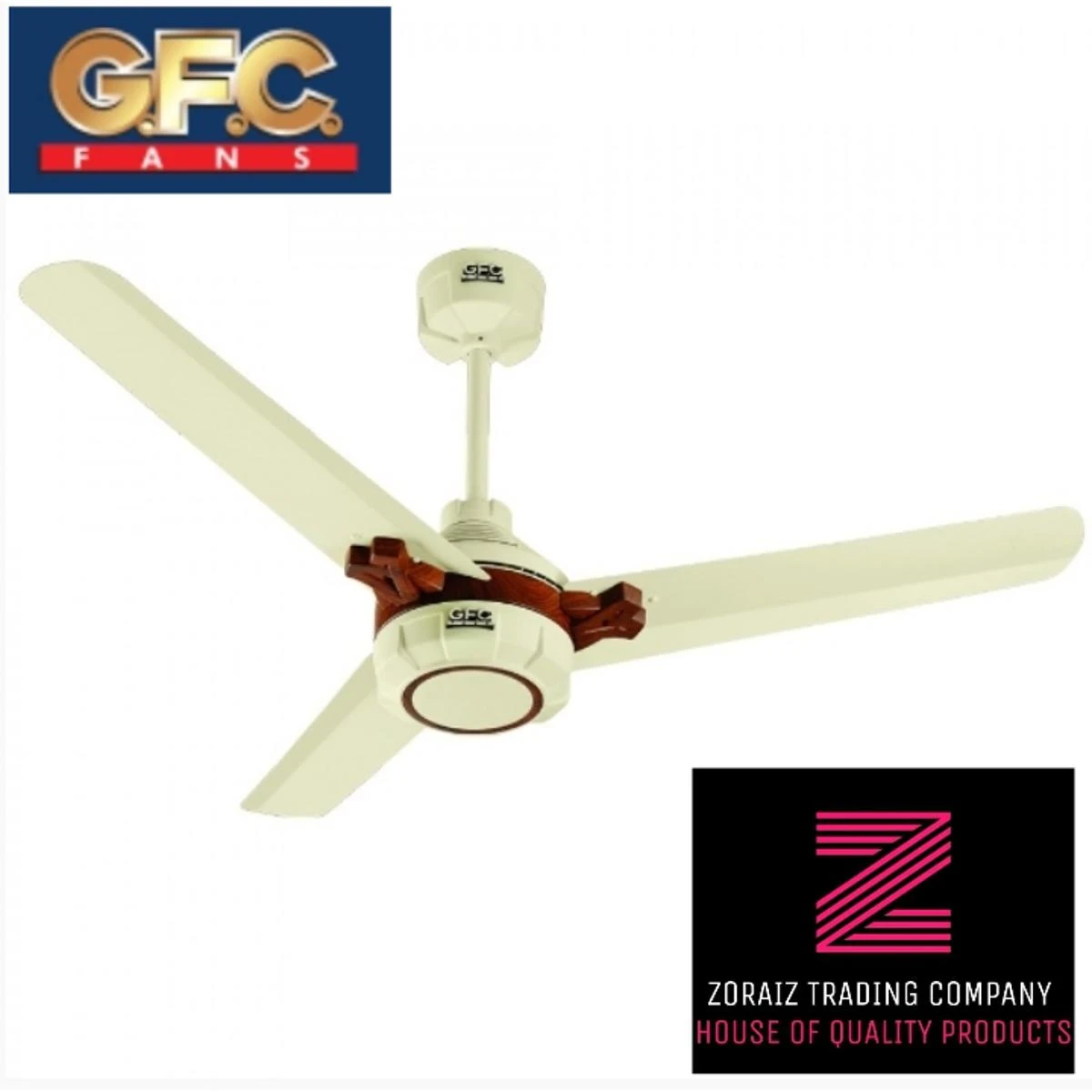 GFC Fan Ceiling 56” Proud Model Off white Dark Wood Color Pure Copper Wire price in Pakistan