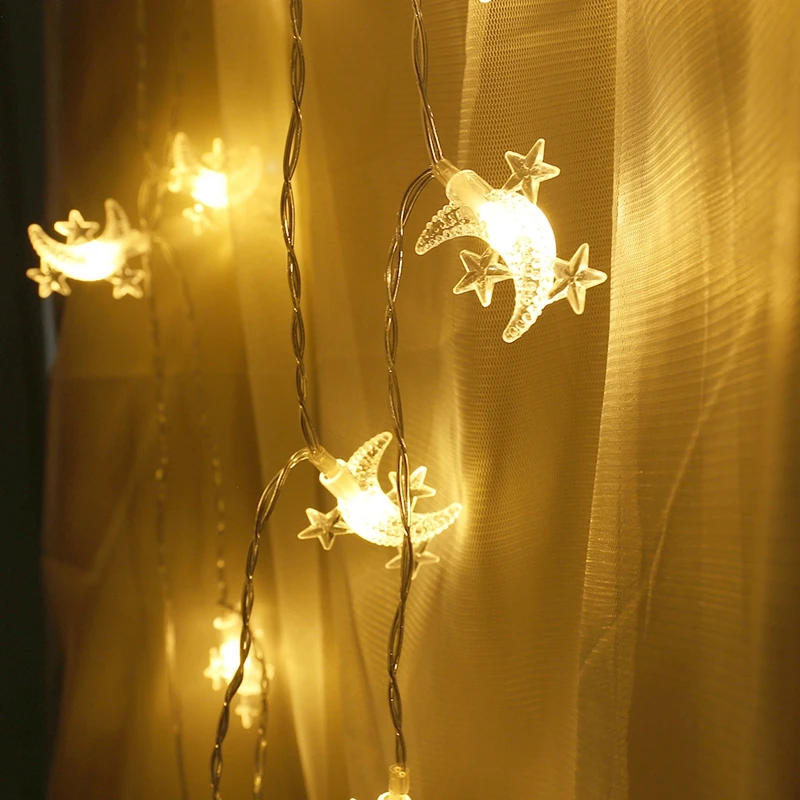 10LED Plastic Moon Shaped Decorative Light String,House Courtyard Christmas Lights price in Pakistan