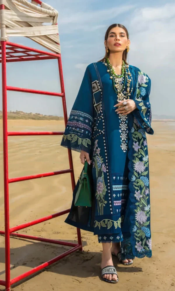 Crimson – 3PC Lawn Heavy Embroidered Shirt With Embroidered Organza Dupatta price in Pakistan