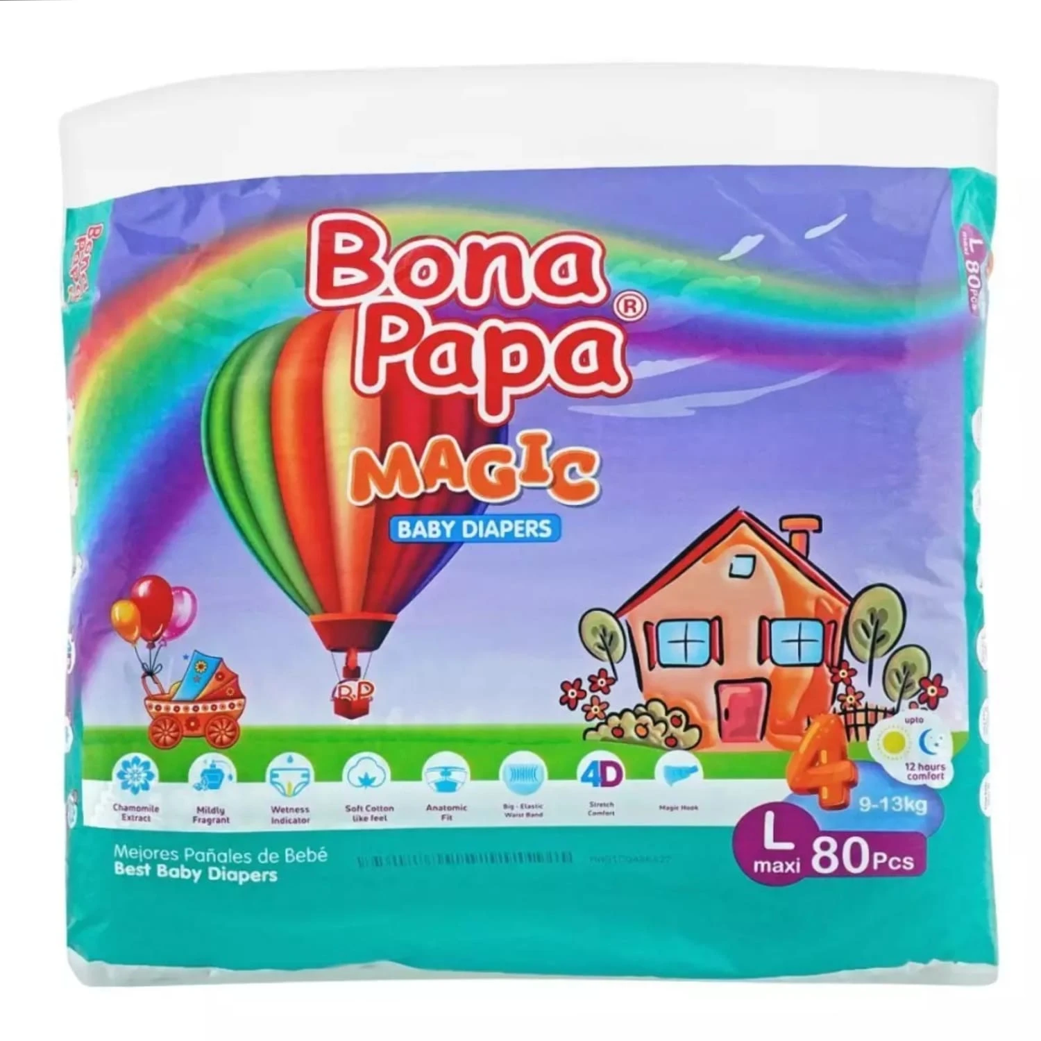 BONA PAPA Magic Baby Diapers LARGE SIZE 4 (80pcs) price in Pakistan